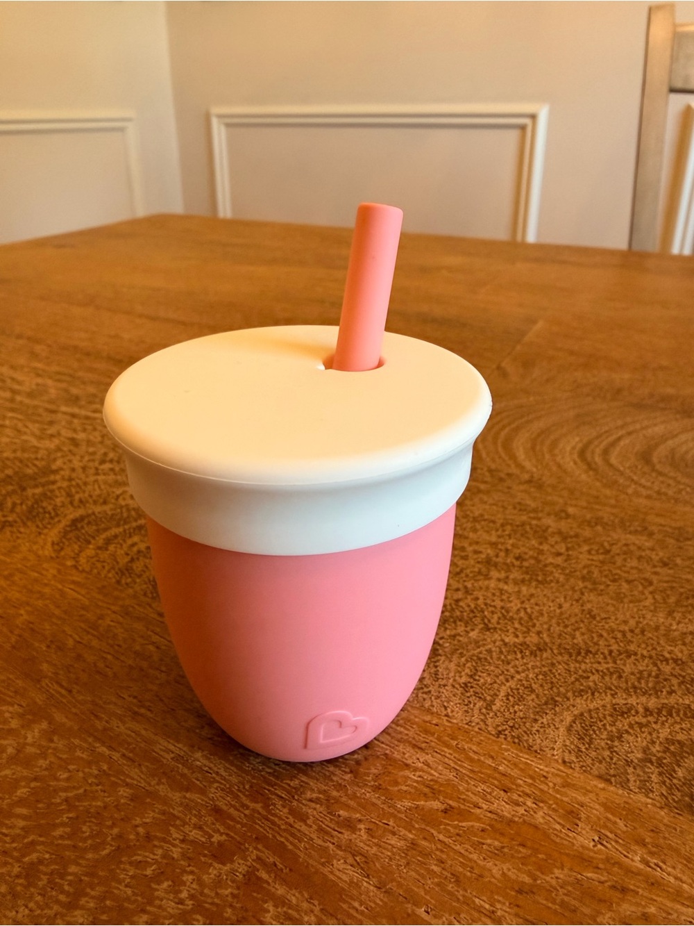 Munchkin Pink Silicone Toddler Training Cup with Lid & Straw